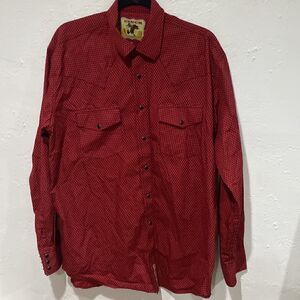 Cinch Classic Cowboy Collection Red Snap Button Long Sleeve Shirt Size Medium